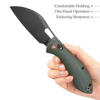 Batwing-GM Crossbar Lock Folding Pocket Knife,3.4'' 14C28N Steel Blade,Micarta Handle