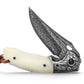 Puppis-02W Liner Lock，3.5'' 67 Layesrs Damascus Steel Blade，Steel Bolster & Bone Handle