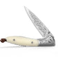 Piscis Austrinus-02W Handmade Pocket Knife with Leather Sheath,3.15in 67 Layers Damascus Steel Blade,Bone Handle