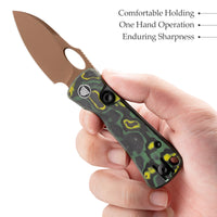 Andromeda Pro-GY Button Liner Lock EDC Folding Knfe,2.3" N690 Steel Blade,Fat Carbon Handle