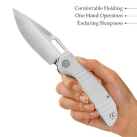 Gecko-WG Liner Lock EDC Folding Pocket Knife,3.4'' 14C28N Steel Blade,G10 Handle