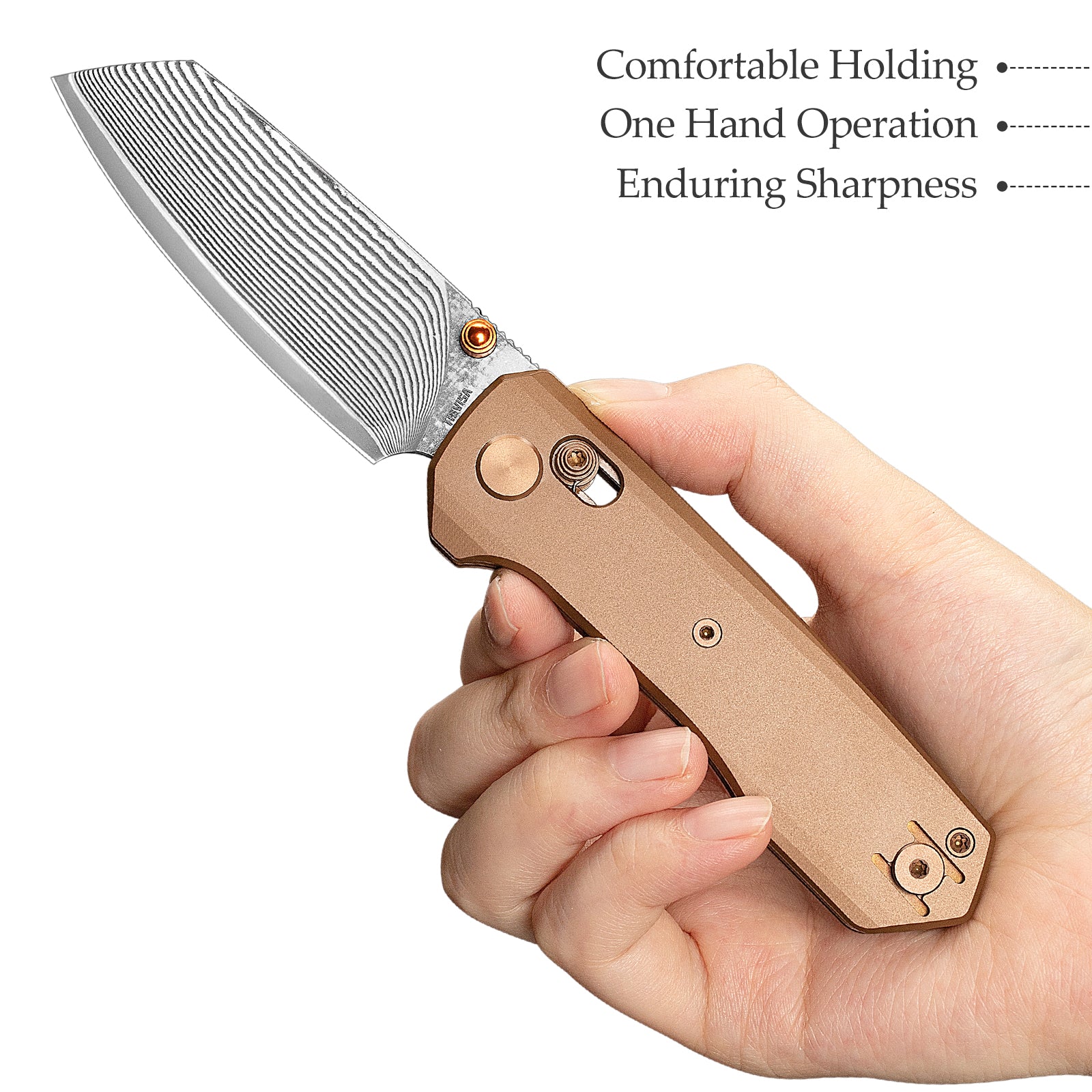 Scarab Ultra-SD Crossbar Lock EDC Folding Pocket Knife,2.99" ZDP-189 Damascus Steel Blade,Titanium Handle