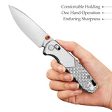 Dragonfly-O Axis Lock EDC Folding Pocket Knife, 2.99'' M390 Steel Blade, Titanium Handle
