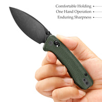 Koala-G Crossbar Lock EDC Folding Pocket Knife,2.56'' N690 Steel Blade, Micarta Handle, Green