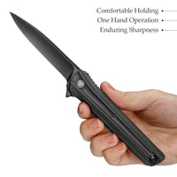 Seagu11-B Liner Lock  Folding Pocket Knife 3.4'' 14C28N Steel Blade,Micarta Handle