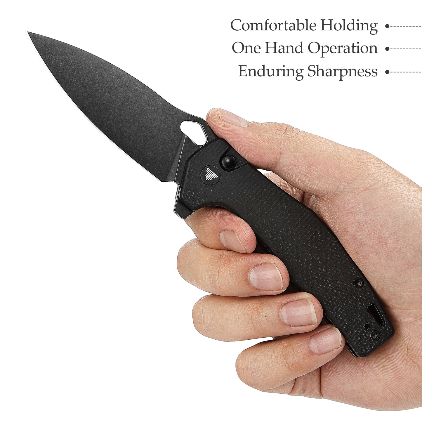 Corvus-04B,Button Lock Pocket Folding Knfe,3.16'' 14C28N Steel blade,Micarta Handle,Hydra Design