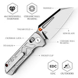 Skarn-M Crossbar Lock EDC Folding Pocket Knife,Mirror Finished 2.9'' M390 Steel Blade, Titanium Handle