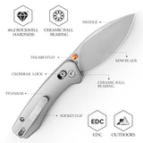 Koala Ultra-S Crossbar Lock EDC Folding Pocket Knife,2.56'' M390 Steel Blade, Titanium Handle