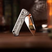 Skarn-M Crossbar Lock EDC Folding Pocket Knife,Mirror Finished 2.9'' M390 Steel Blade, Titanium Handle