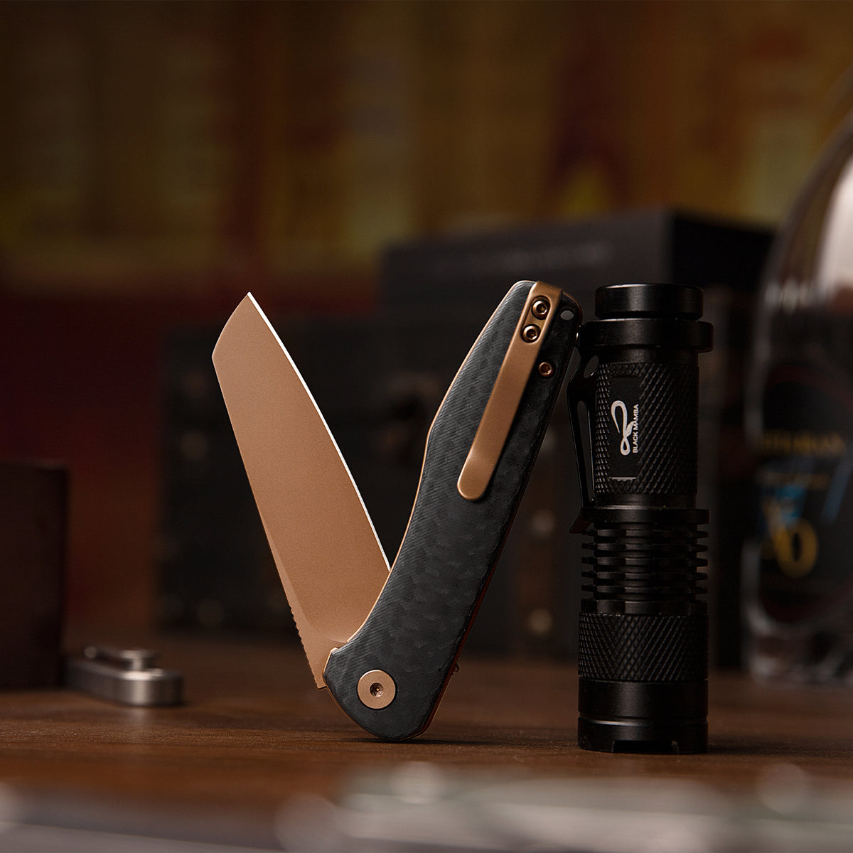 Dickybird-CG Liner Lock EDC Folding Pocket Knife 2.99'' 14C28N Steel Blade,Carbon Fiber G10 Handle