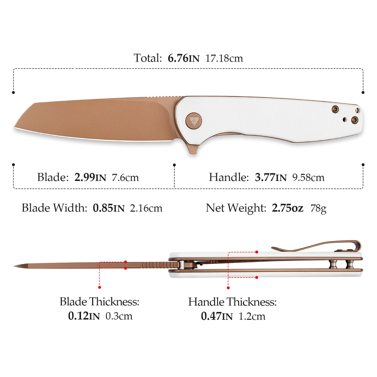 Dickybird-WG Liner Lock EDC Folding Pocket Knife 2.99'' 14C28N Steel Blade,G10 Handle