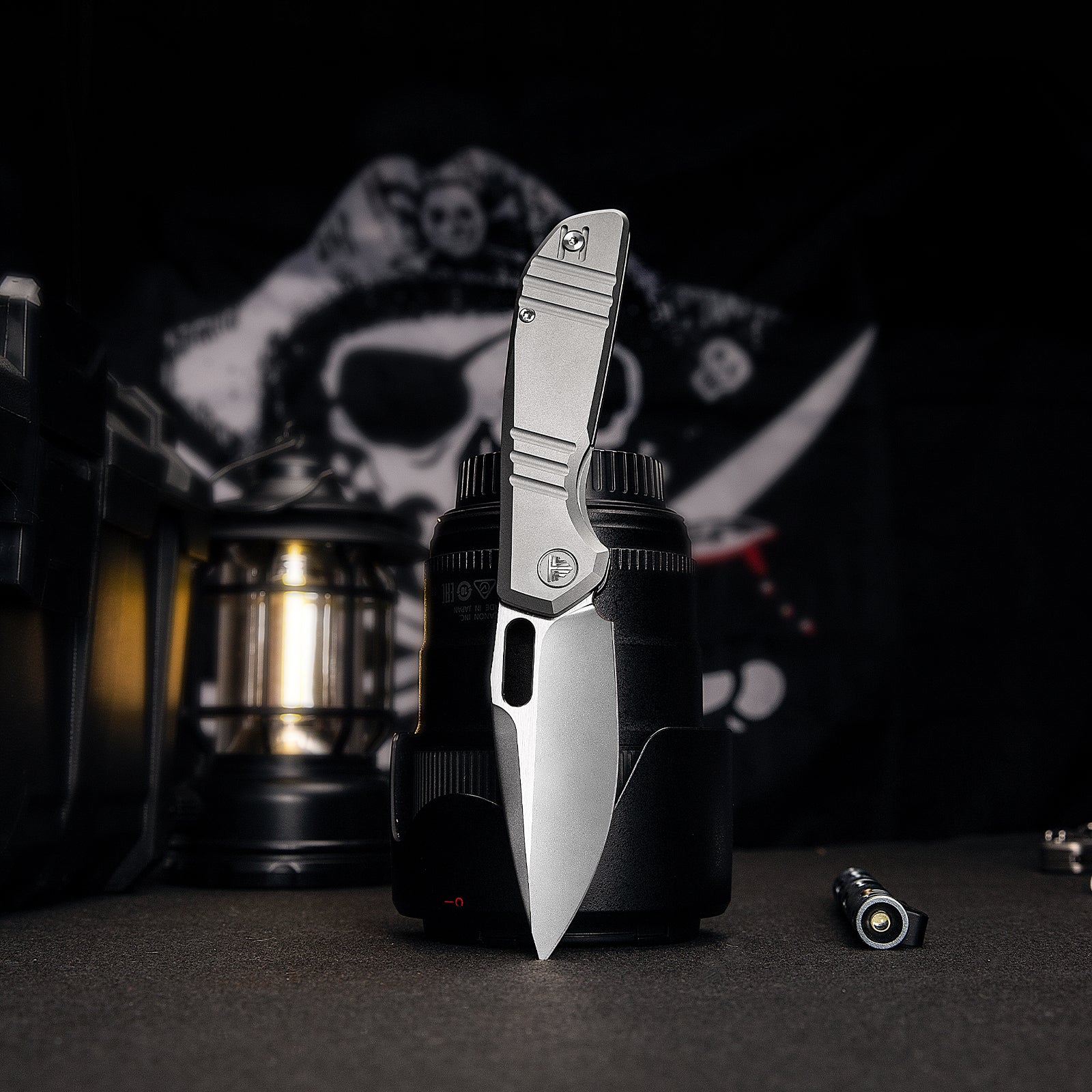 Gecko-P Liner Lock Folding Pocket Knife,Pearl and Satin Finished 3.4'' M390 Steel Blade,Titanium Handle