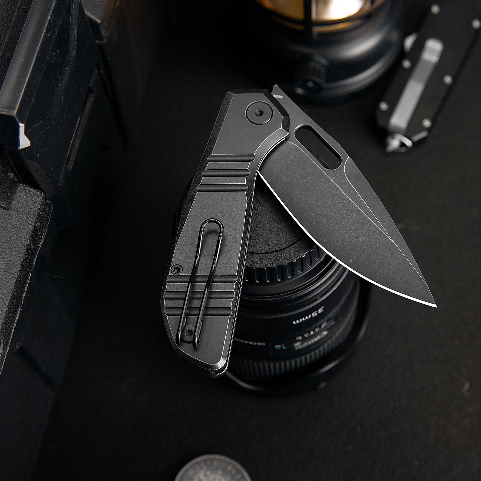 Gecko-B Liner Lock Folding Pocket Knife,3.4'' M390 Steel Blade,Titanium Handle