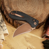 Hippo-BM Crossbar Lock EDC Folding Pocket Knife,3.4" 14C28N Steel Blade,Micarta Handle