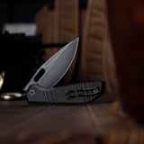 Gecko-BM Liner Lock EDC Folding Pocket Knife,3.4'' 14C28N Steel Blade,Micarta Handle