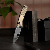 Dragonfly-DM Crossbar Lock EDC Folding Pocket Knife, 2.99'' M390 Steel Blade, Titanium Handle