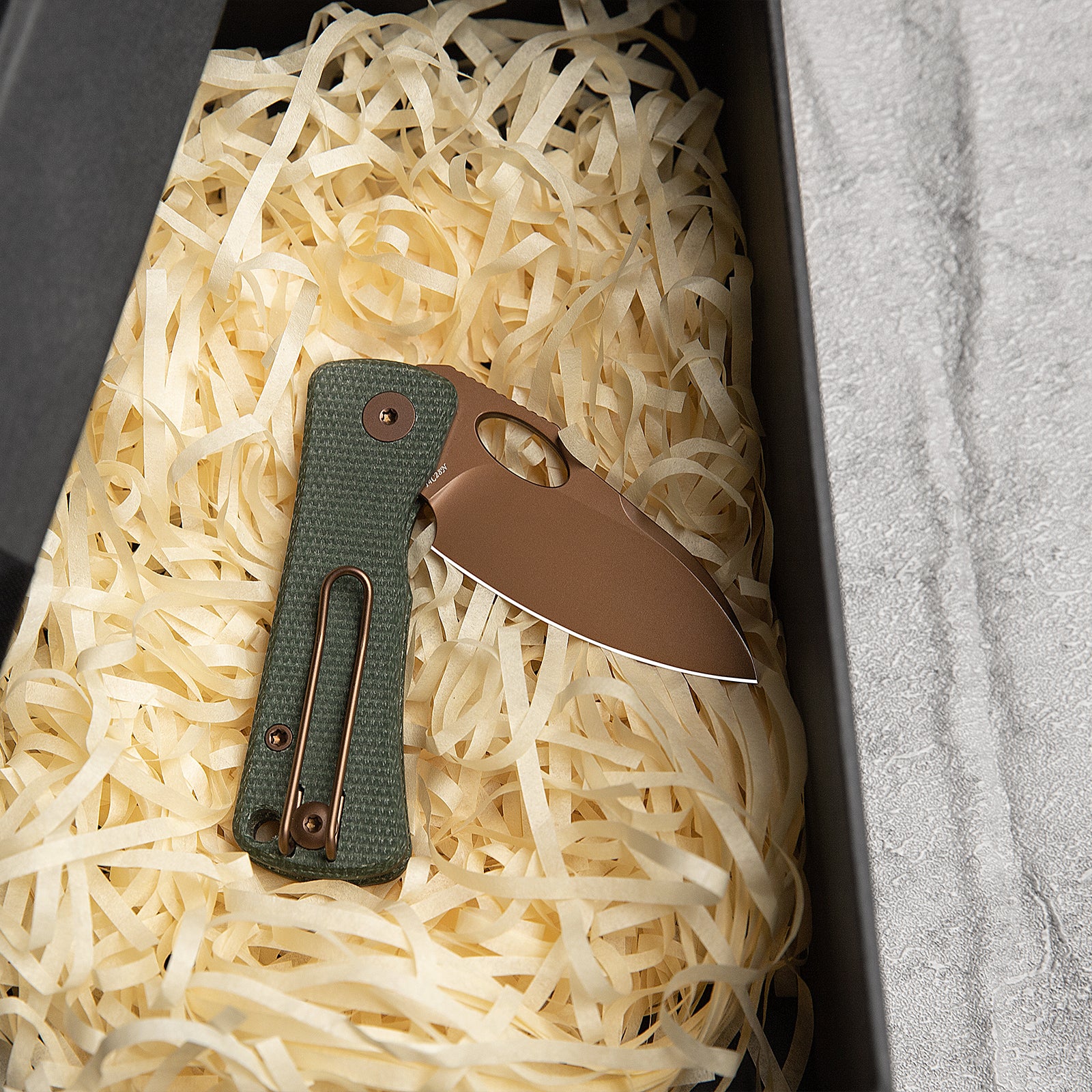 Andromeda-GM Button Liner Lock EDC Folding Knfe,2.3" 14C28N Steel Blade,Micarta Handle