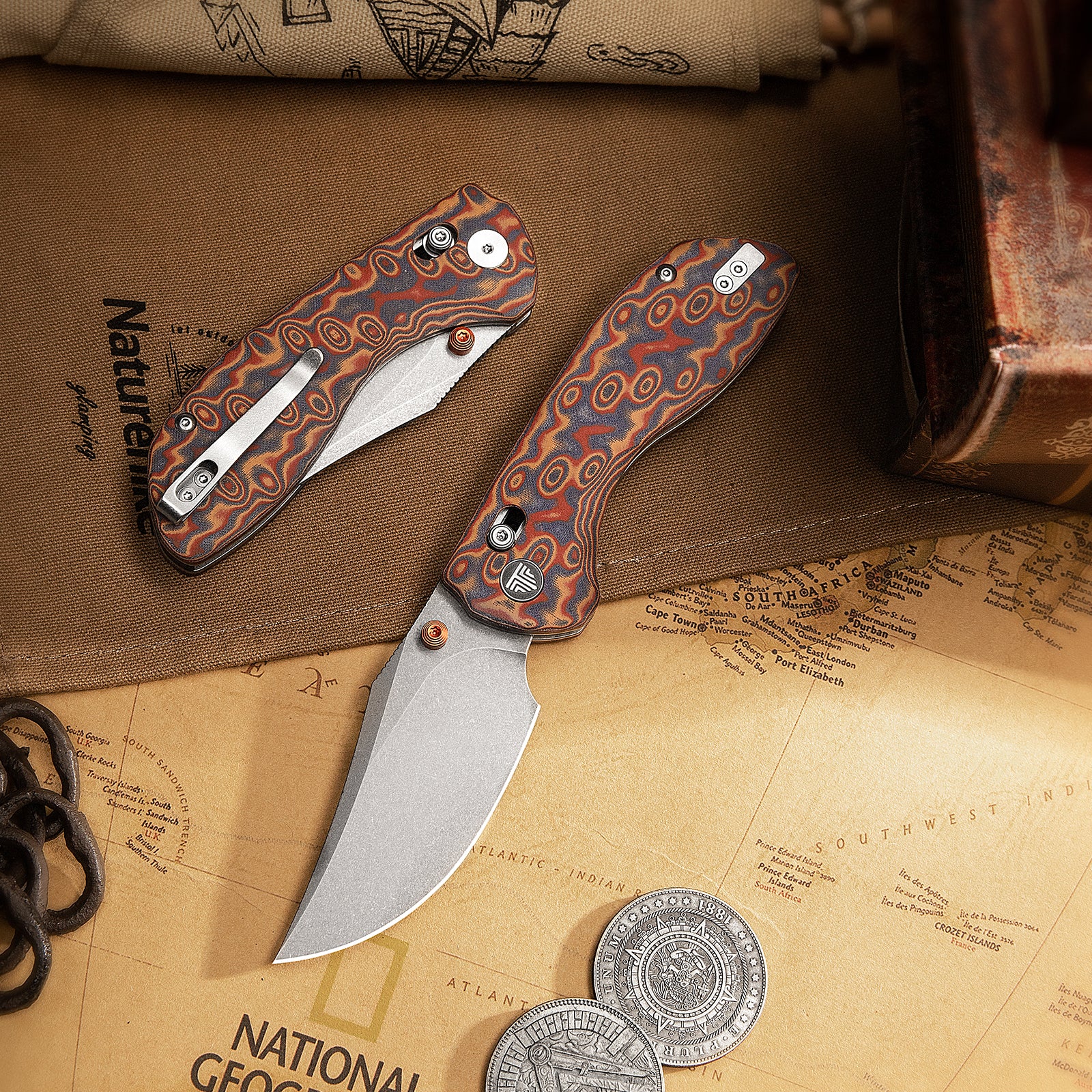 Hippo-RLYM Crossbar Lock EDC Folding Pocket Knife,3.4" 14C28N Steel Blade,Micarta Handle
