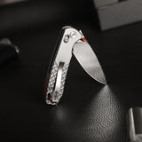 Dragonfly-M Crossbar Lock EDC Folding Pocket Knife, 2.99'' M390 Steel Blade, Titanium Handle