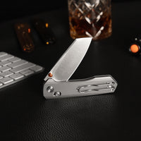 Scarab-S Crossbar Lock EDC Folding Pocket Knife,2.99" M390 Steel Blade,Titanium Handle