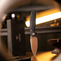 Hornet Pro-CG Button Line Lock EDC Folding Pocket Knife,3.34" 14C28N Steel Blade,Carbon Fiber G10 Handle