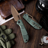 Gecko-GM Liner Lock EDC Folding Pocket Knife,3.4'' 14C28N Steel Blade,Micarta Handle