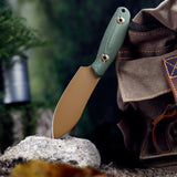 Eggplant-GM Full-tang Straight Fixed Blade Knife, 3.86‘’ 14C28N Steel Rose Gold Blade, Green Micarta Handle