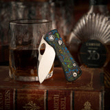 Andromeda Pro-PL Button Liner Lock EDC Folding Knfe,2.3" N690 Steel Blade,Fat Carbon Handle