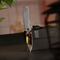 Dragonfly-M Crossbar Lock EDC Folding Pocket Knife, 2.99'' M390 Steel Blade, Titanium Handle