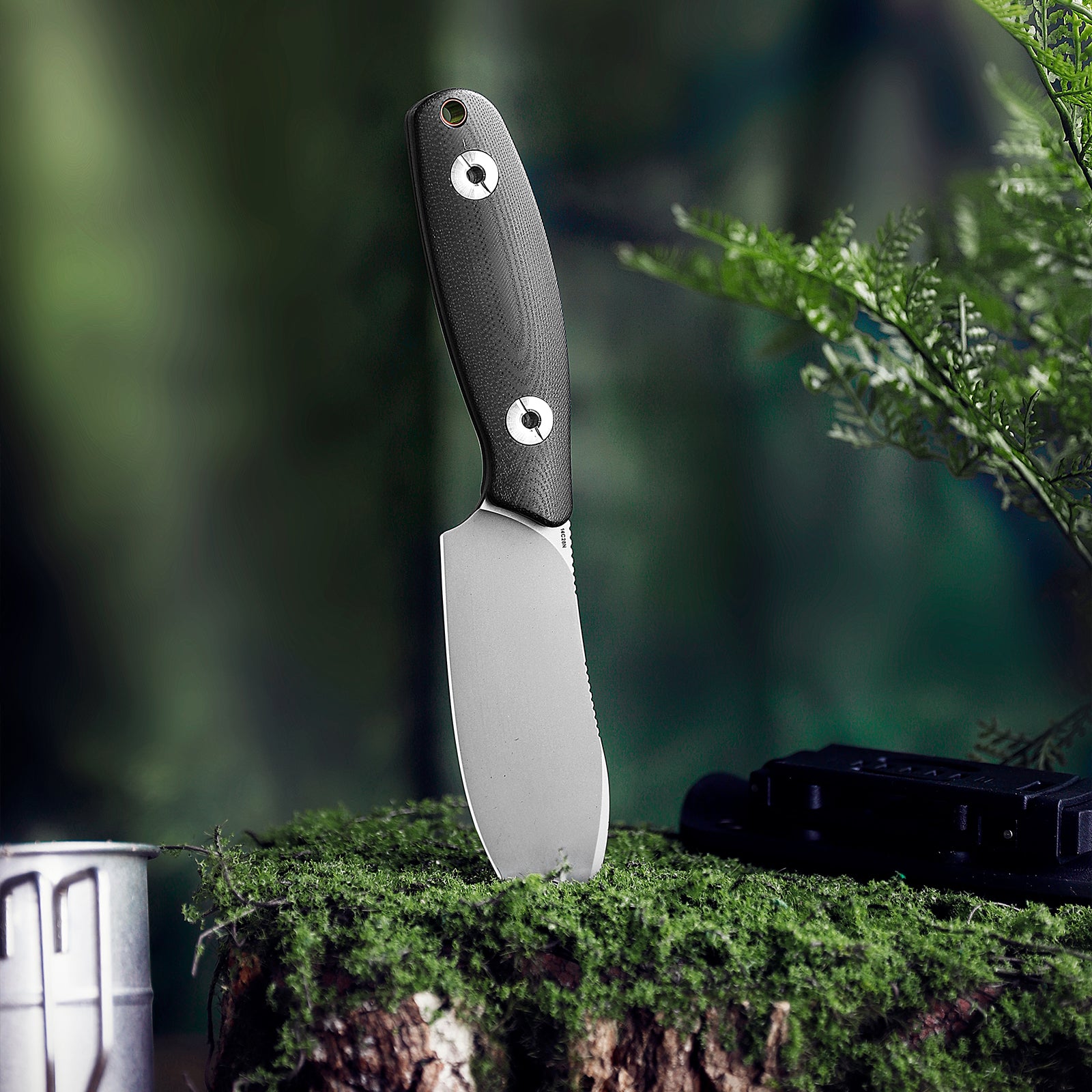 Aubergine-BG Full-tang Straight Fixed Blade Knife, 3.86'' 14C28N