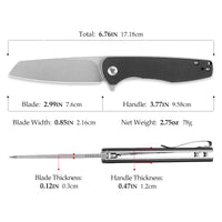 Dickybird-BG Liner Lock EDC Folding Pocket Knife 2.99'' 14C28N Steel Blade,G10 Handle