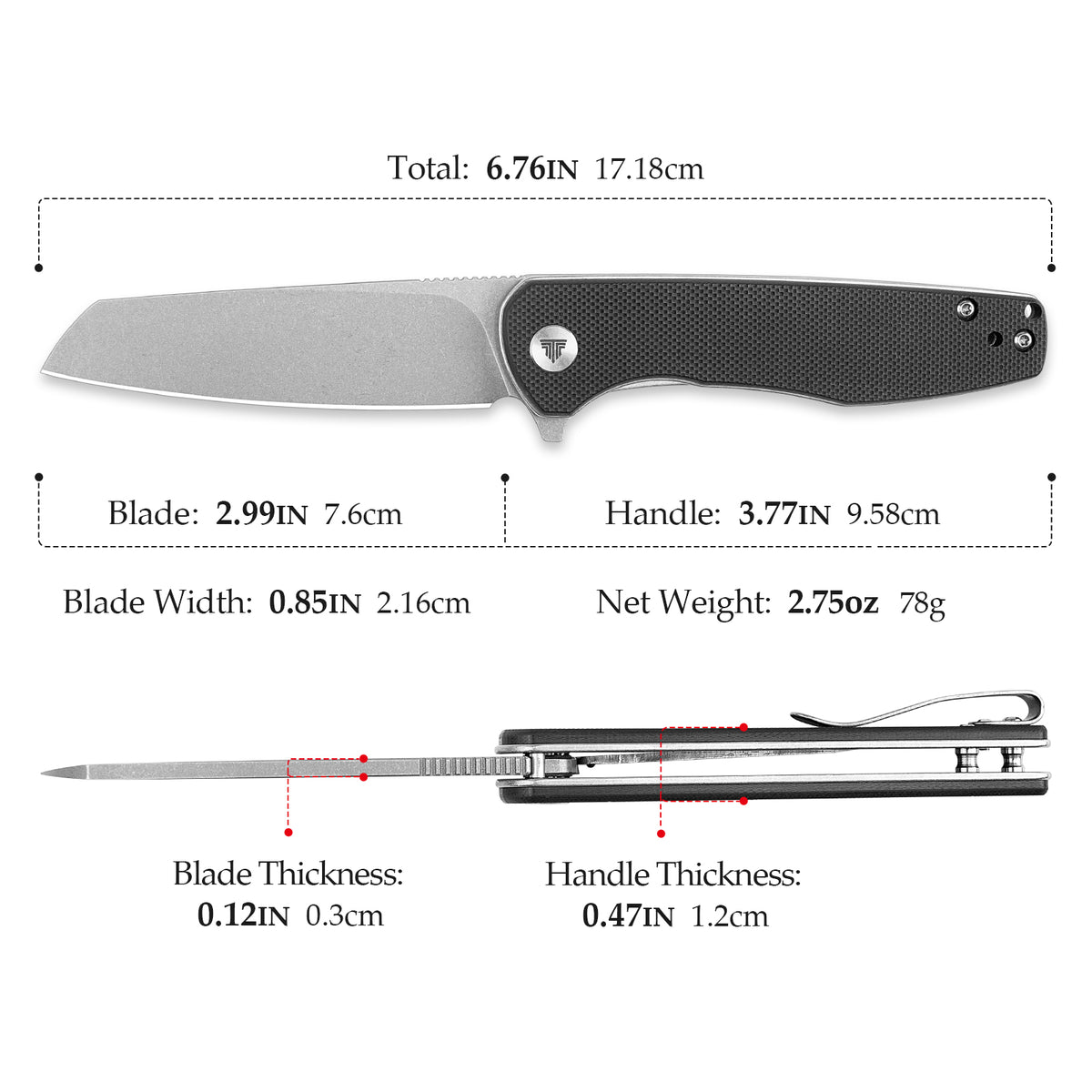 Dickybird-BG Liner Lock EDC Folding Pocket Knife 2.99'' 14C28N Steel Blade,G10 Handle