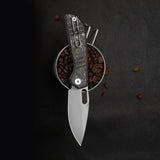 Gecko-YCS Liner Lock Folding Pocket Knife,3.4'' M390 Steel Blade,Ceramic Carbon Fiber Handle