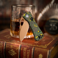 Andromeda Pro-GY Button Liner Lock EDC Folding Knfe,2.3" N690 Steel Blade,Fat Carbon Handle