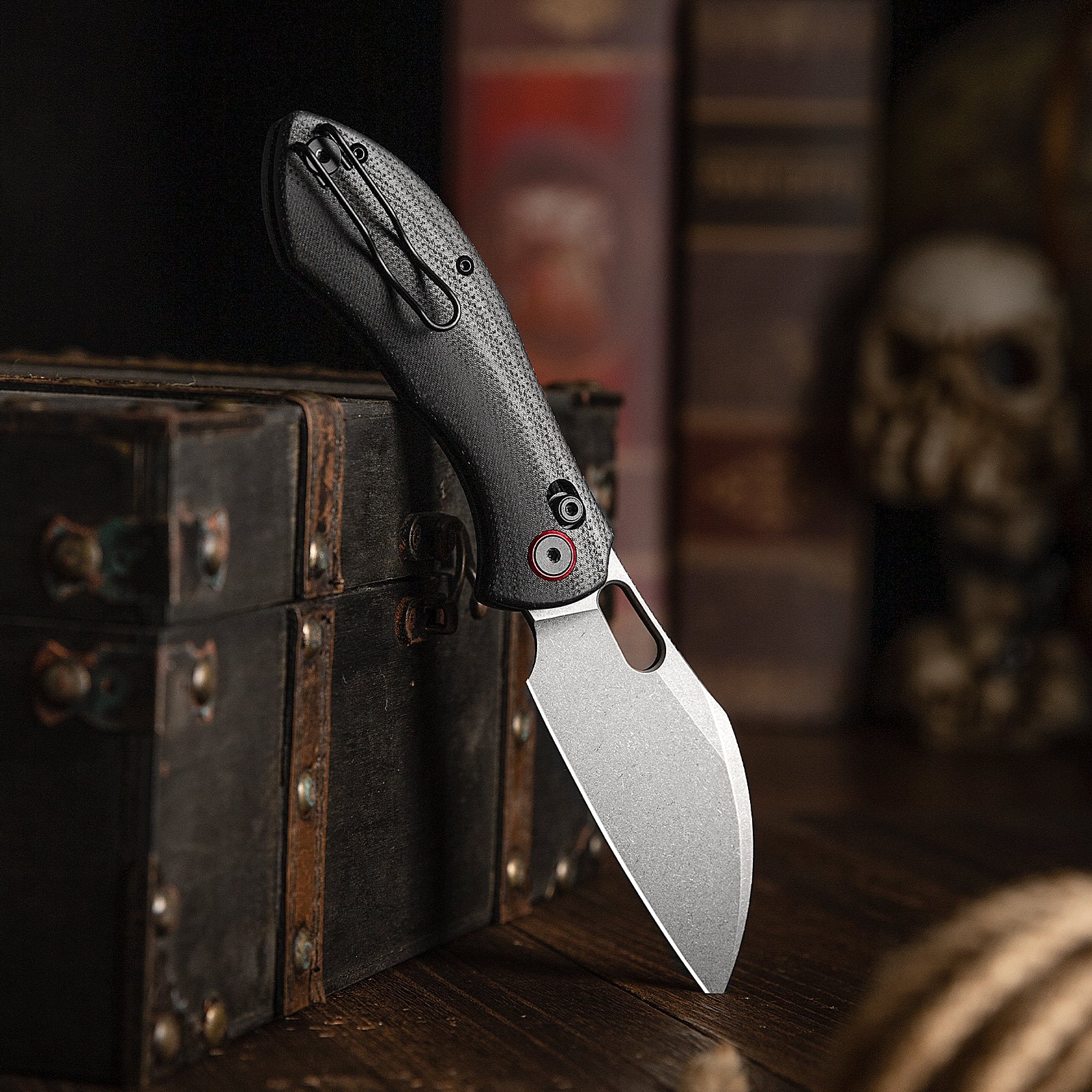 Batwing-BM/L Crossbar Lock Folding Pocket Knife,3.4'' 14C28N Steel Blade,Micarta Handle