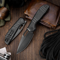 Gecko-BM Liner Lock EDC Folding Pocket Knife,3.4'' 14C28N Steel Blade,Micarta Handle