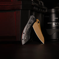 Rhino-RG Frame Lock EDC Folding Pocket Knife, 3.2'' M390 Steel Blade, Carbon Fiber Titanium Handle