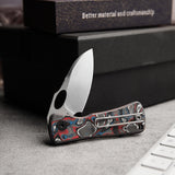 Andromeda-CW Button Liner Lock EDC Folding Knfe,2.3" 14C28N Steel Blade,Carbon Fiber Handle