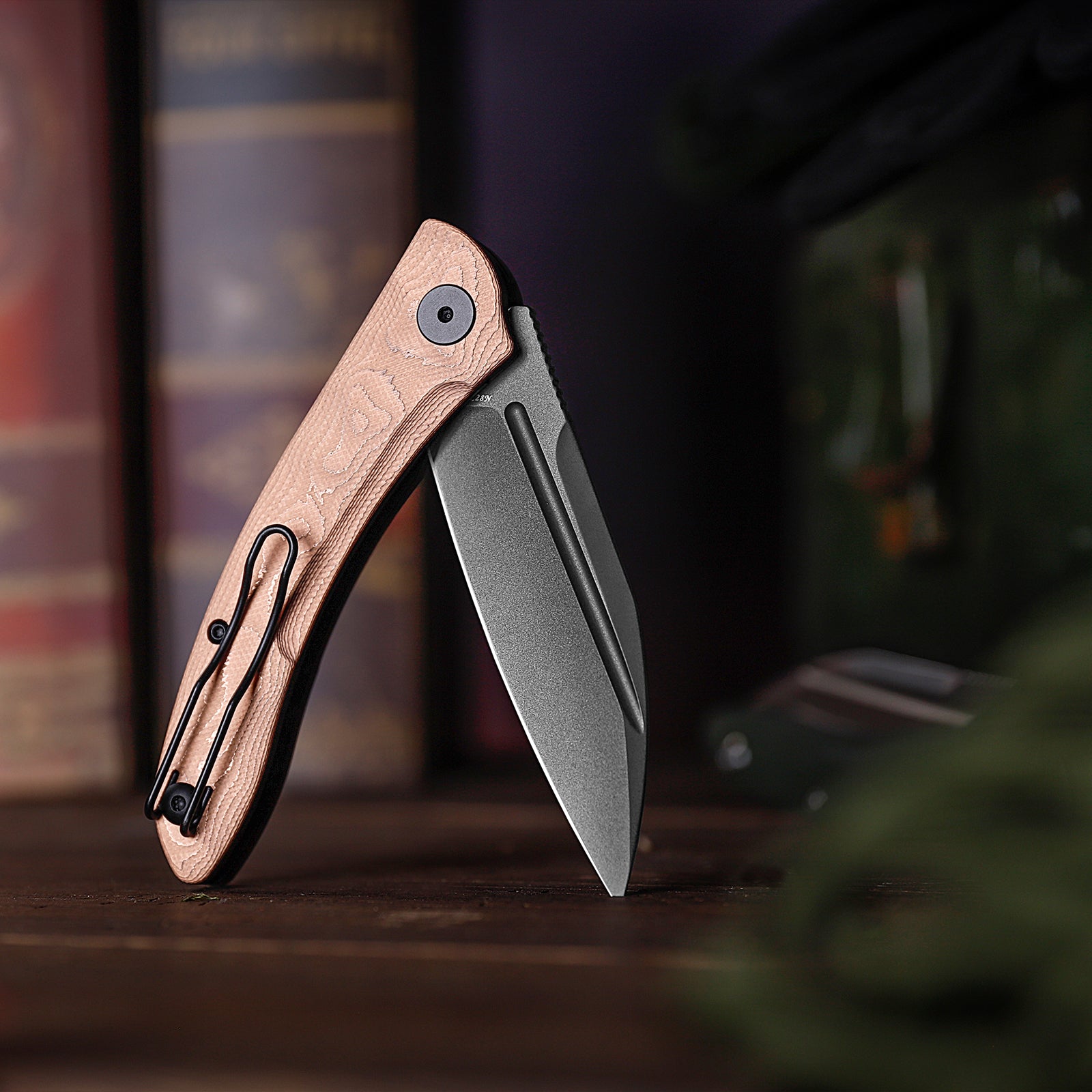 Cuckoo-CU Liner Lock EDC Folding Pocket Knife 3.37'' 14C28N Steel Blade,Copper Foil Handle