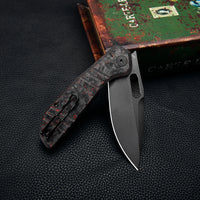 Gecko-RCB Liner Lock Folding Pocket Knife,3.4'' M390 Steel Blade,Ceramic Carbon Fiber Handle