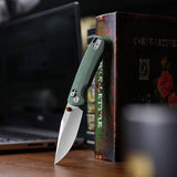 Butterfly-GM Crossbar Lock EDC Folding Pocket Knife,3.03'' 14C28N Steel Blade,Micarta Handle