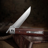 Dolphin-J Liner Lock  Folding Pocket Knife 3.37'' 14C28N Steel Blade,Wood Handle