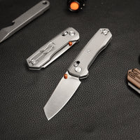 Scarab-S Crossbar Lock EDC Folding Pocket Knife,2.99" M390 Steel Blade,Titanium Handle