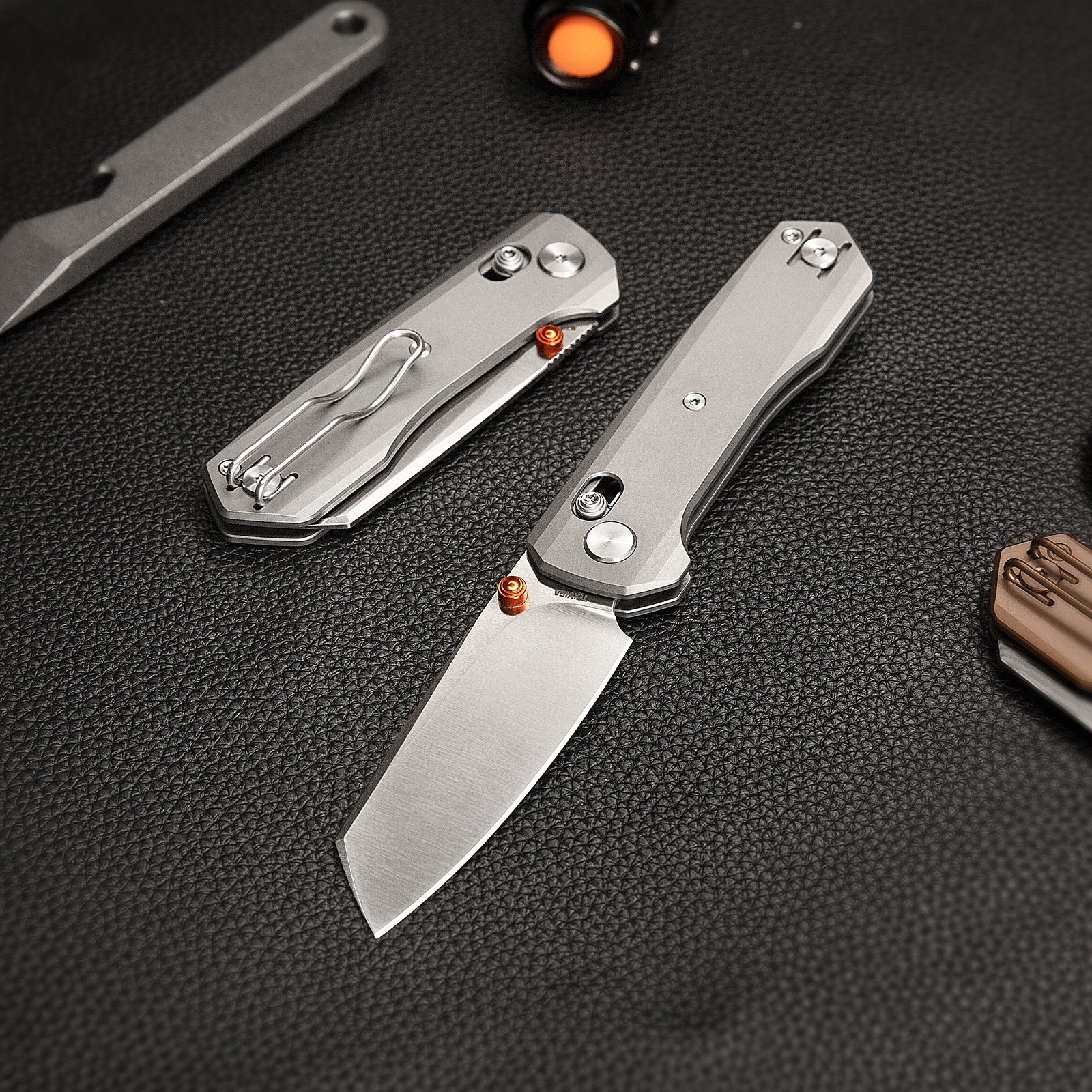 Scarab-S Crossbar Lock EDC Folding Pocket Knife,2.99" M390 Steel Blade,Titanium Handle