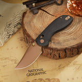 Hippo-BM Crossbar Lock EDC Folding Pocket Knife,3.4" 14C28N Steel Blade,Micarta Handle