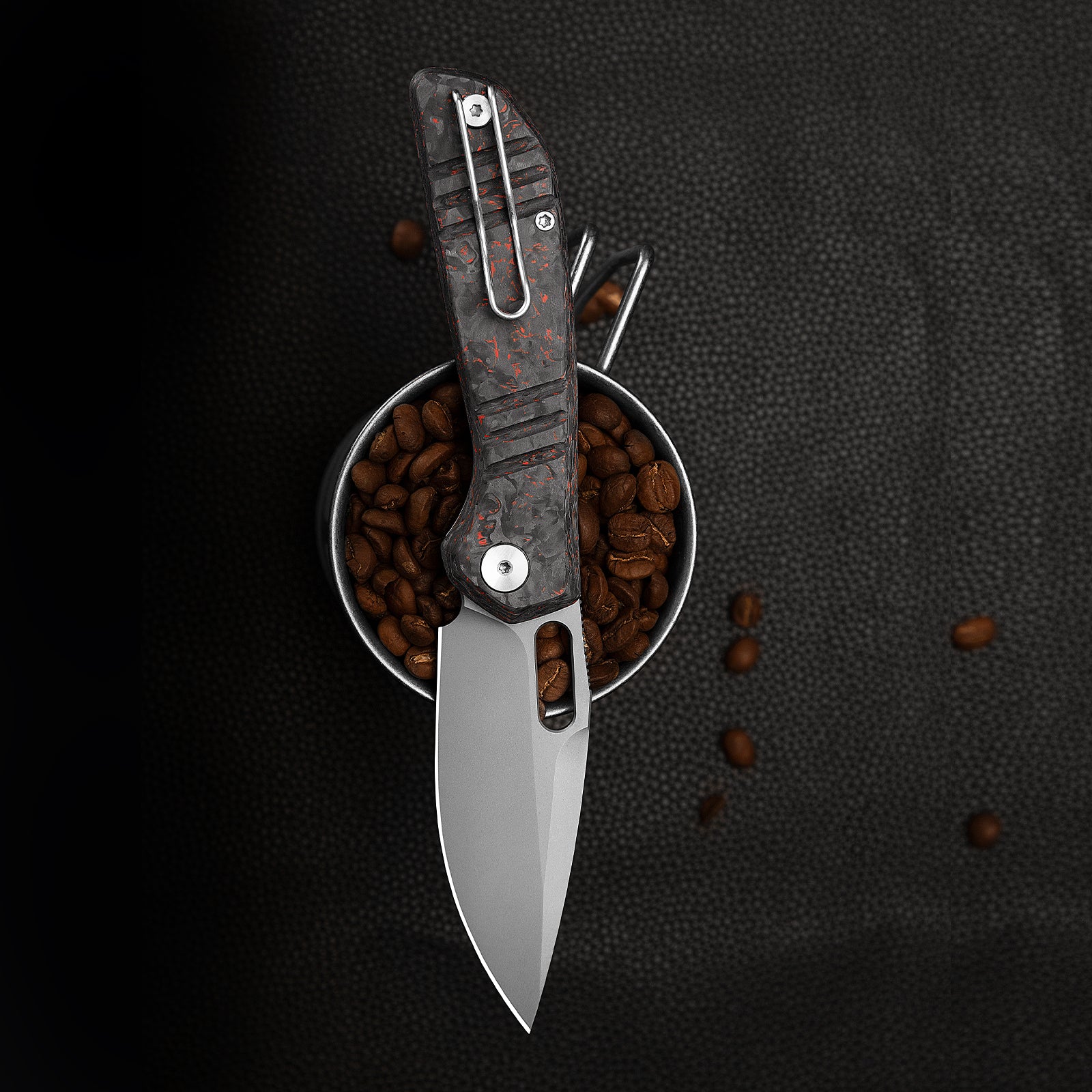 Gecko-RCS Liner Lock Folding Pocket Knife,3.4'' M390 Steel Blade,Ceramic Carbon Fiber Handle