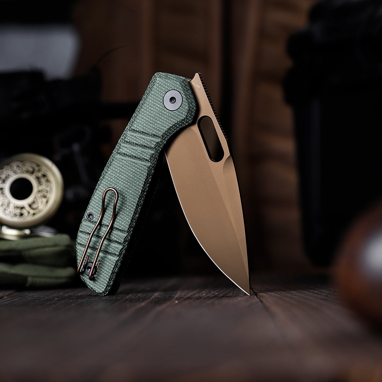 Gecko-GM Liner Lock EDC Folding Pocket Knife,3.4'' 14C28N Steel