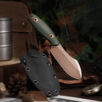 Pumpkin-GM Full-tang Straight Fixed Blade Knife, 3.9‘’14C28N Steel Stonewash Blade, Micarta Handle