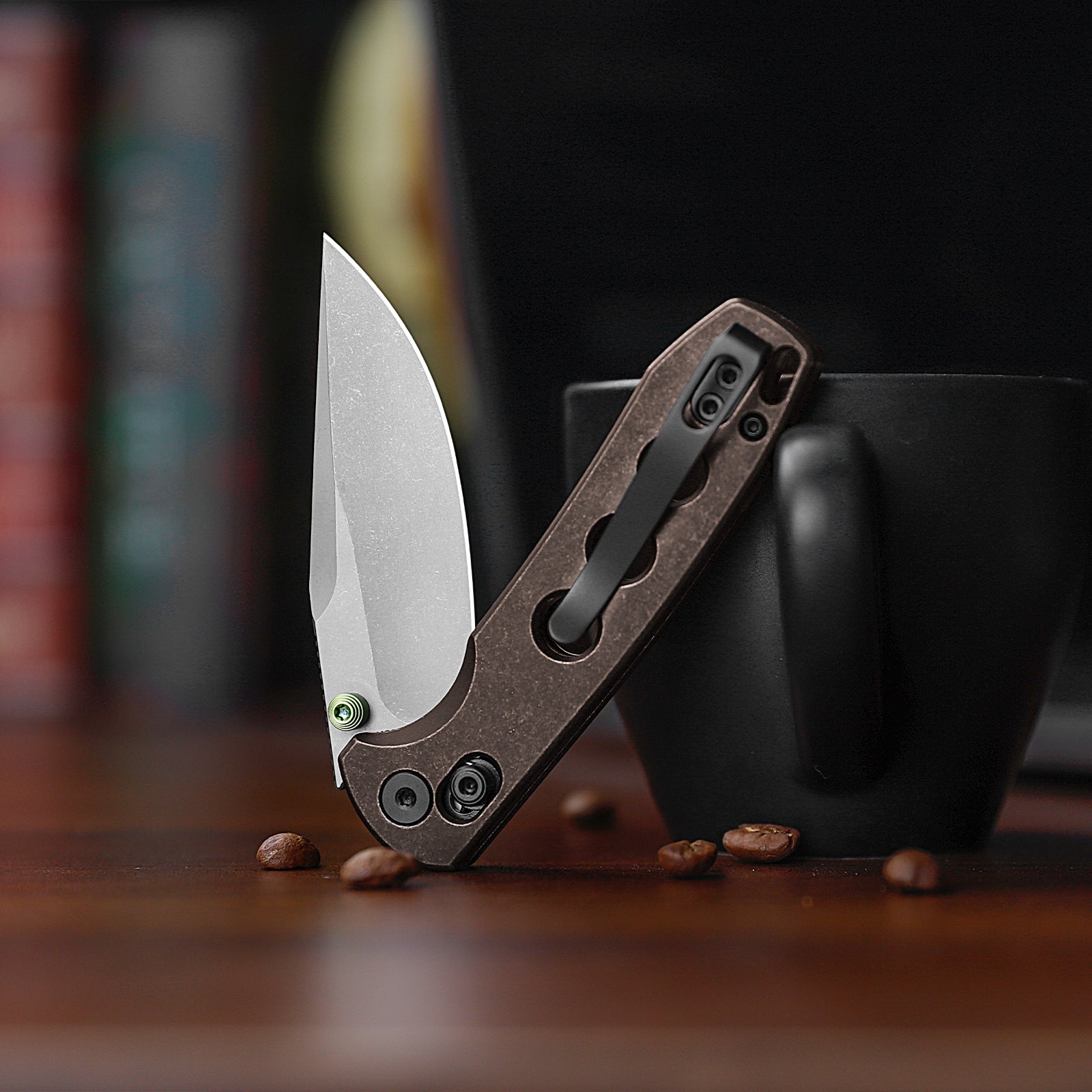 Butterfly-CU Crossbar Lock EDC Folding Pocket Knife,3.03'' 14C28N Steel Blade,Copper Handle