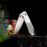 Dragonfly-O Axis Lock EDC Folding Pocket Knife, 2.99'' M390 Steel Blade, Titanium Handle